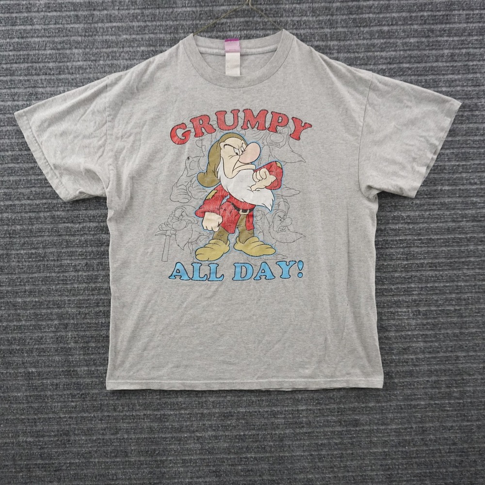 Vintage Disney Grumpy All Day T-Shirt XL Gray Snow White Graphic Tee